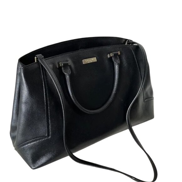 Kate Spade EUC Black Leather Satchel Purse with Crossbody Strap + Dust Bag - Picture 1 of 15
